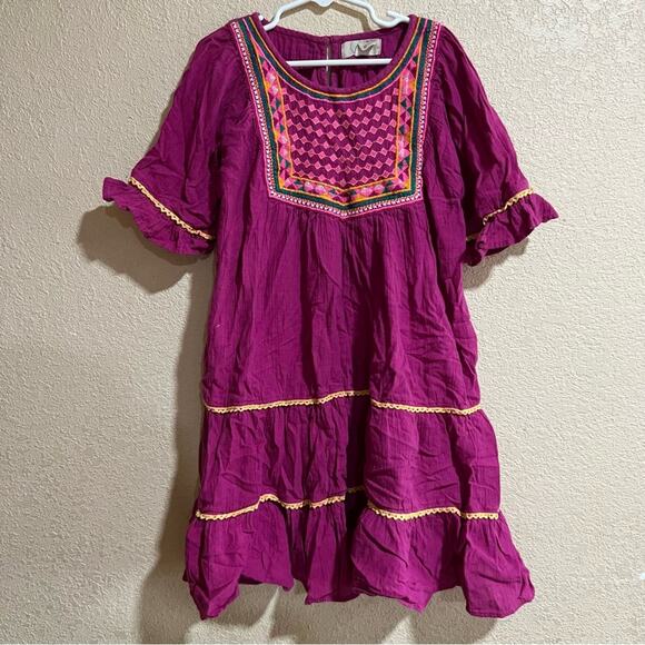 Peek pink bohemian embroidered dress - Picture 1 of 6